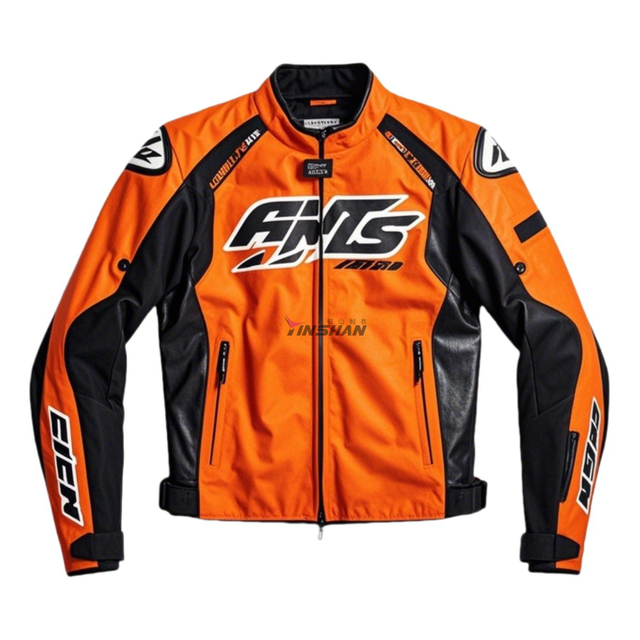 New Arrival Customized Digital Printing Polyester Stitching Leather Functional Style Stand Collar Zipper Men's Motorcycle Jacket