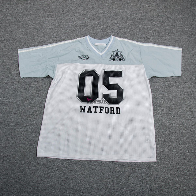 OEM Summer Quick Drying Splicing Mesh V-neck Short Sleeved Cool Sports Digital logo Casual Embroidery Hip-hop Baseball T-Shirt