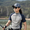 Custom Embroidered Logo Stitching Mesh Breathable Perspiration Mid-Neck Stitching Color Men's Casual Fishing Short Sleeves
