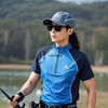 Custom Embroidered Logo Stitching Mesh Breathable Perspiration Mid-Neck Stitching Color Men's Casual Fishing Short Sleeves