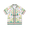 Custom Summer French Beach Travel Holiday Style Floral Illustration Cuban Collar Short-sleeved Shirt Shorts Men's Beach Suit
