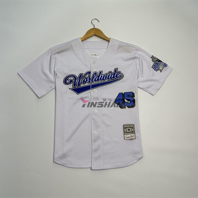Hot Selling Custom American Style Single Row Button Cardigan Quick Dry Mesh Embroidery Large Size Hip Hop Men's Baseball T-Shirt