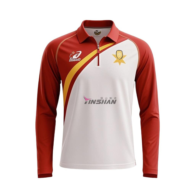 Custom Digital Printing Multi-Color Cotton and Polyester Blended Breathable Polo Zipper Collar Long Sleeve Pickleball Jersey