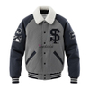 Wholesale 100% Polyester Concealed Button Color Matching Zipper Pockets Velvet Collar Plush Men's Softball Sports Sweatshirt