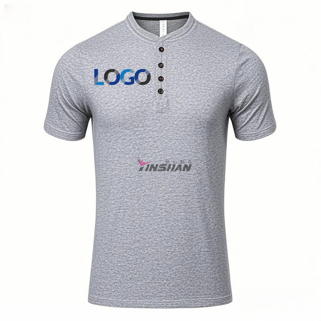 Wholesale Custom Logo 60% Cotton + 40% Polyester V-Neck Button Quick-Drying Skin-Friendly Training Tennis T-Shirt