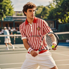 Best Price Custom Design Striped Breathable Mesh Wicking Tennis T Shirt Men Sportswear Tennis High Quality Men T Shirt