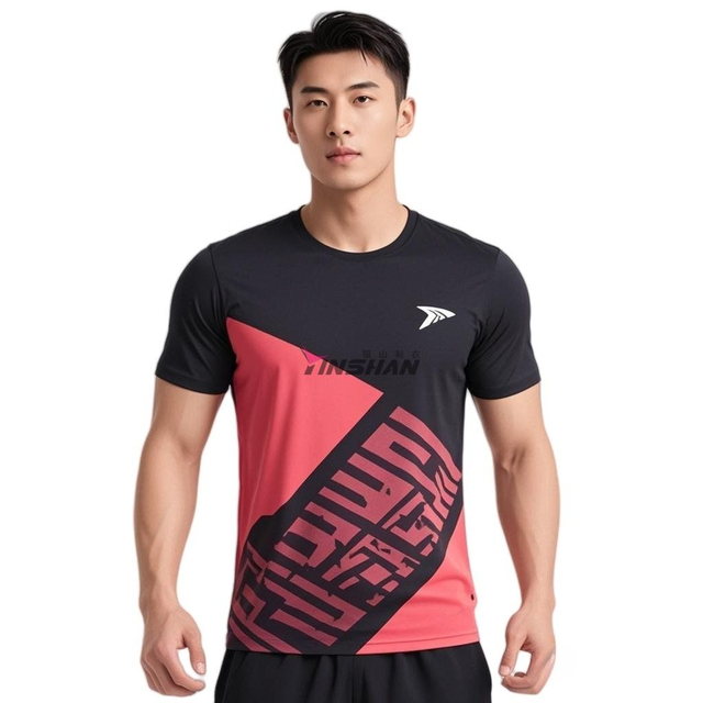 Custom Digital Printing Moisture-Absorbing Polyester-Cotton Blended Knitted Personalized Outdoor Fitness Running Short Sleeves
