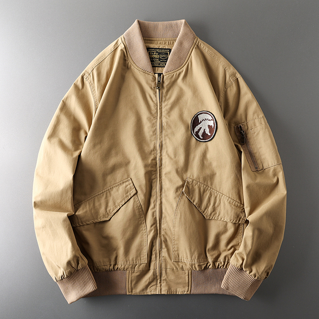Custom Embroidered Badge Logo Ribbed Cuffs American Workwear Casual European And American Flight Jacket Men's Baseball Jacket