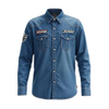 Hot Sale Custom Embroidered Badge Oxford Cloth Anti-wrinkle Comfortable Washable Casual Motocross Long Sleeve Shirt
