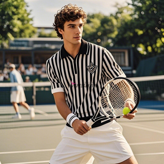 Best Price Custom Design Striped Breathable Mesh Wicking Tennis T Shirt Men Sportswear Tennis High Quality Men T Shirt