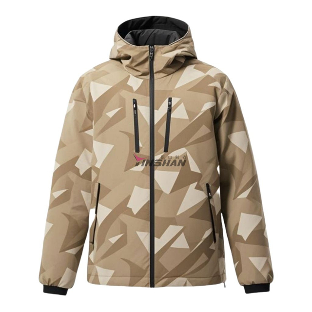 2025 Custom Polyester Nylon Blend Camouflage Waterproof Stain-Resistant Windproof Multi-Pocket Pickleball Hooded Jacket