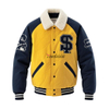 Wholesale 100% Polyester Concealed Button Color Matching Zipper Pockets Velvet Collar Plush Men's Softball Sports Sweatshirt