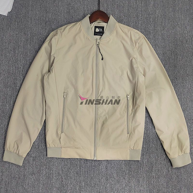 Autumn Custom Micro-Elastic All-Polyester Casual Slim Zipper Shirt Long-Sleeved Stand-Up Collar Men Flight Suit Baseball Coat