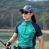 Custom Embroidered Logo Stitching Mesh Breathable Perspiration Mid-Neck Stitching Color Men's Casual Fishing Short Sleeves