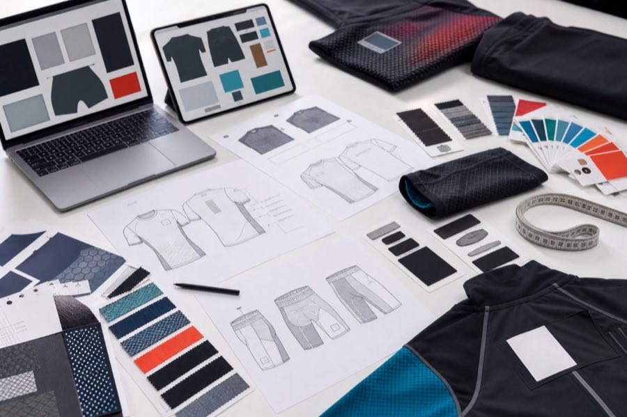 Custom activewear product development workspace